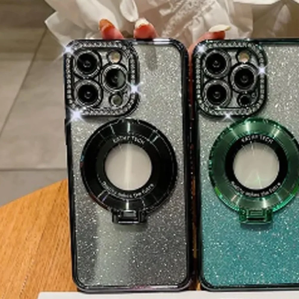 Glitter iPhone 16 pro max Case with Ring Holder